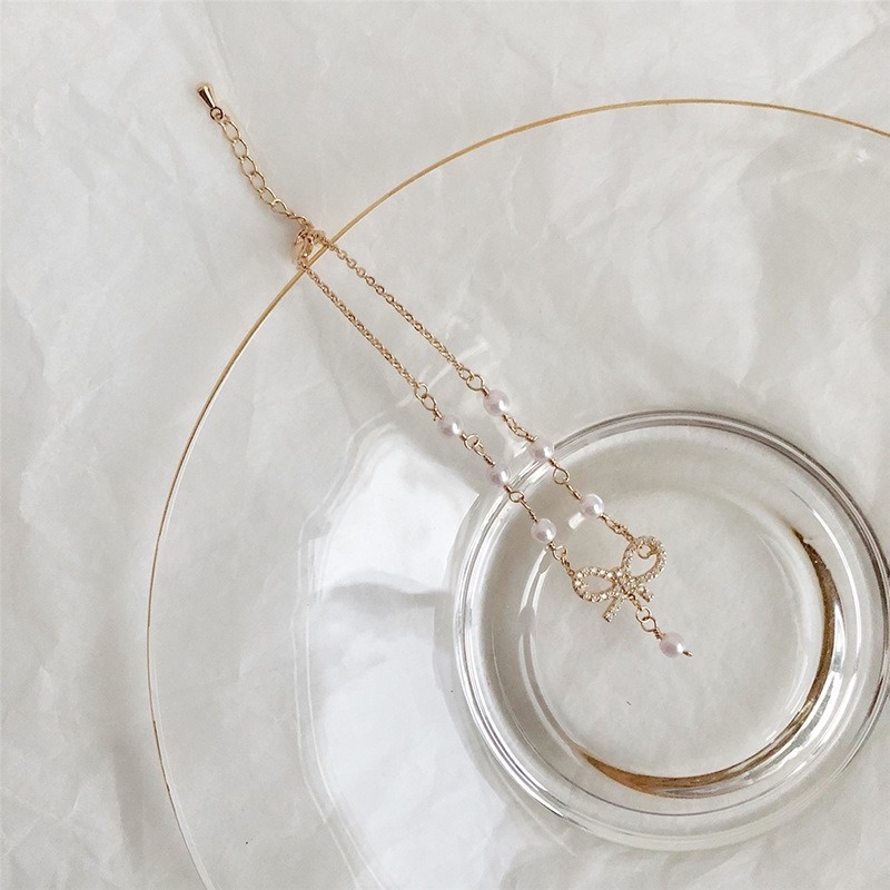 Vòng Tay Hợp Kim Phối Nơ Thiết Kế Đơn Giản Cho Nữ