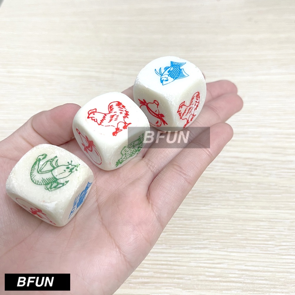 Bộ Bầu Cua HỘT ĐÁ / NHỰA (HỘT LỚN) Cao Cấp - Bầu Cua Tôm Cá, Xúc Xắc Đá - Boardgame Đồ Chơi Trẻ Em BFUN