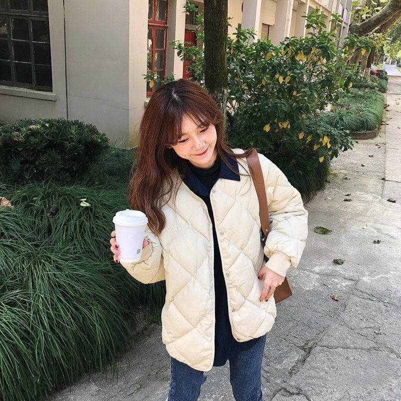 Áo khoác cotton dày dáng rộng phong cách Hàn Quốc thời trang thu đông mới cho nữ