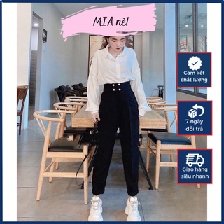 Quần tây công sở mia baggy cạp bản to 4 khuy kim loại 106