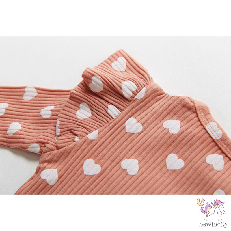 Jumpsuit Tay Dài Hoạ Tiết Trái Tim Phong Cách Hàn Quốc Cho Bé Gái