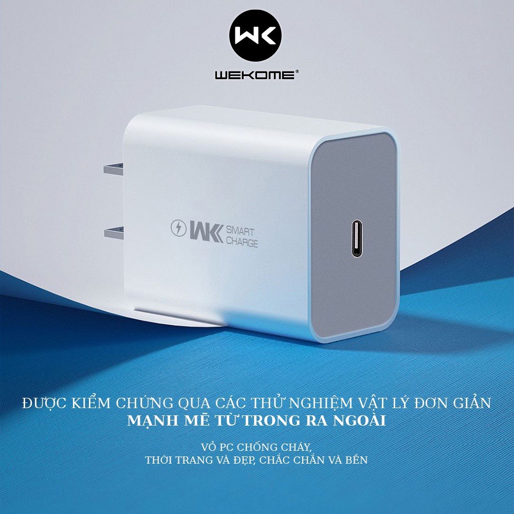 Củ sạc PD 20W Wekome WP-U55 hỗ trợ sạc nhanh samsung, oppo, huawei, iphone thế hệ mới