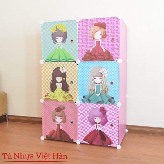 TỦ NHỰA LẮP GHÉP 6 Ô GHO BÉ YÊU. Tặng kèm 1 treo đồ.