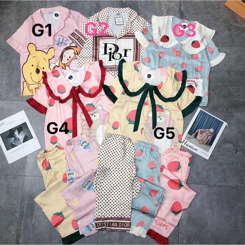 BỘ ngủ lụa áo cộc tay ,quần dài xinh xắn(kèm ảnh thật,video) | BigBuy360 - bigbuy360.vn