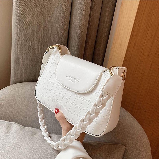 Túi xách nữ đi chơi túi kẹp nách dây quai xoắn da rằn kèm dây đeo chéo TKNADA05 + ảnh shop chụp