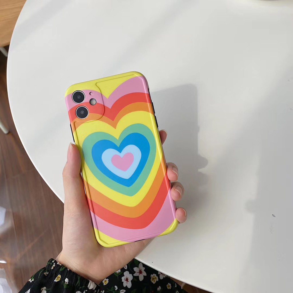 Ốp điện thoại mềm hình trái tim cầu vồng cho iPhone11 11Promax 7Plus 7 8 8 X XR XSmax SE2020 | BigBuy360 - bigbuy360.vn