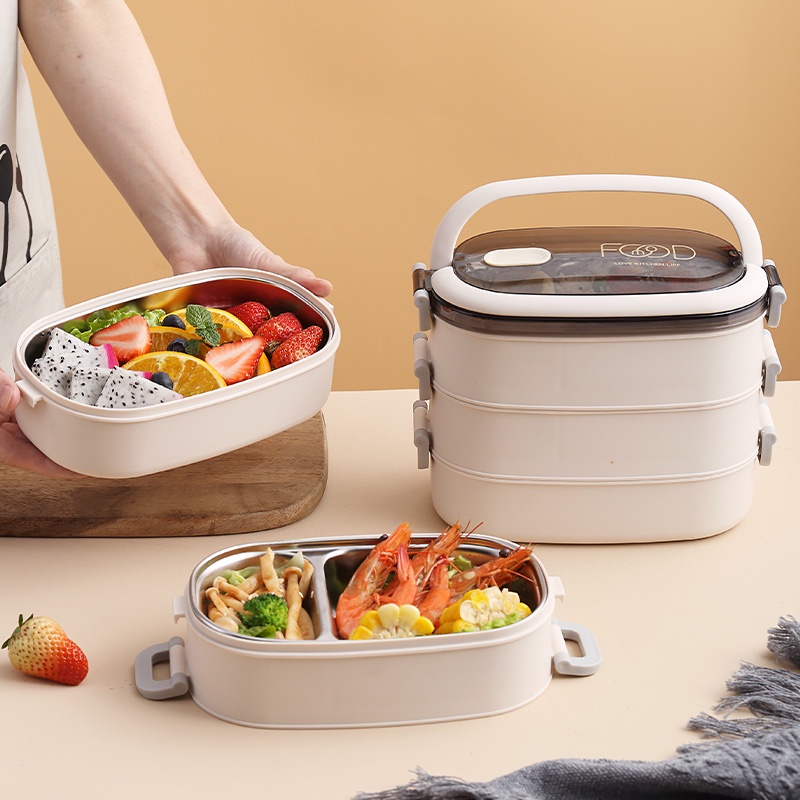 Hộp cơm giữ nhiệt, thực phẩm văn phòng lúa mạch NATAHI FS1 2 /3tầng Inox, chống gỉ, sang trọng
