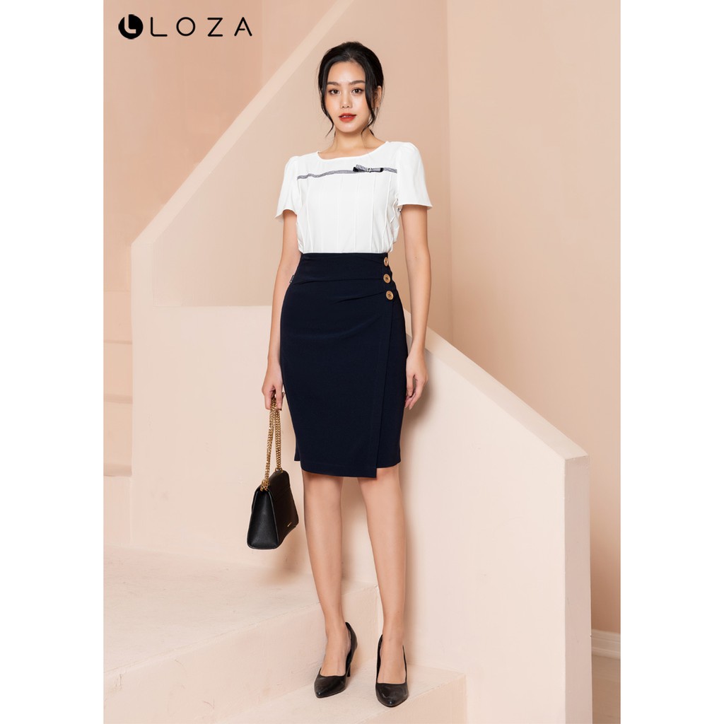 [Mã FASHIONMALLT4 giảm 15% đơn 150k] Áo sơ mi nữ LOZA tay cộc - LS1399