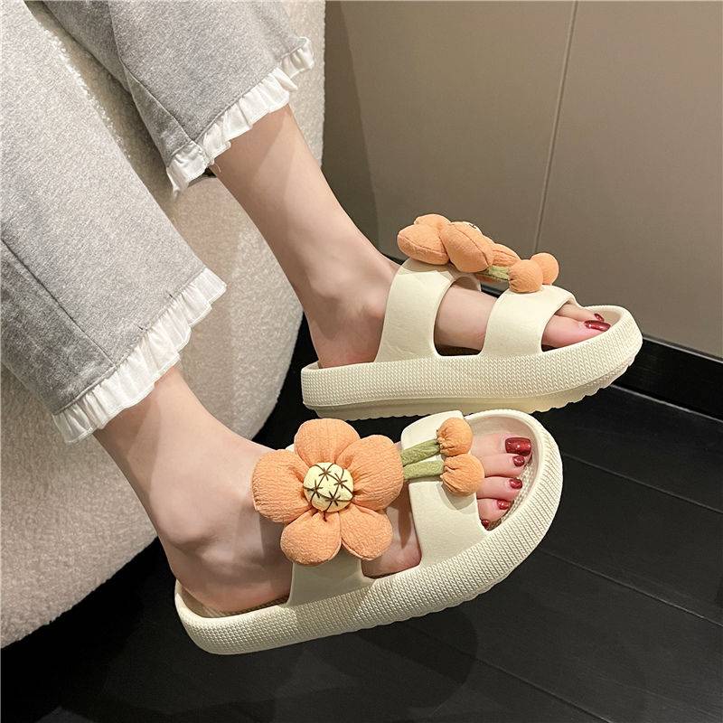 Dép Đi Biển Đế Dày Chống Trượt Hình Hoa Hướng Dương Dễ Thương