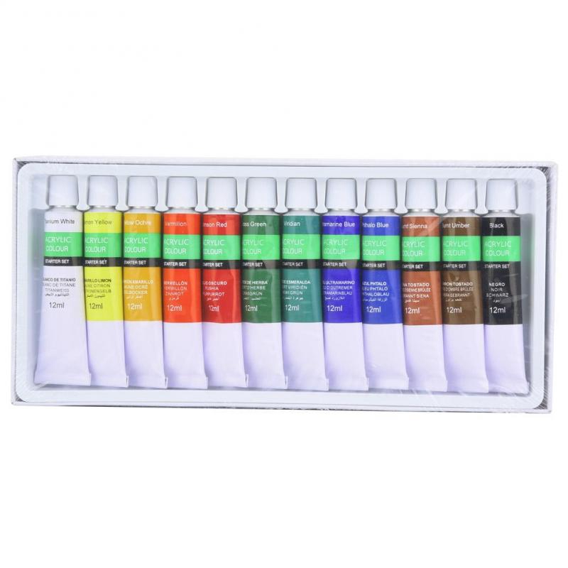 Set 12 Tuýp Màu Vẽ Acrylic 12ml Nhiều Màu Sắc