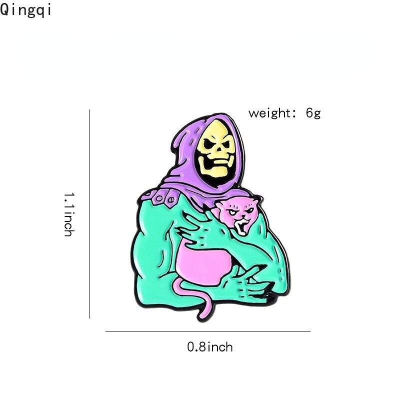 Ghim cài áo MISS ZOE hình bộ xương và mèo phong cách gothic