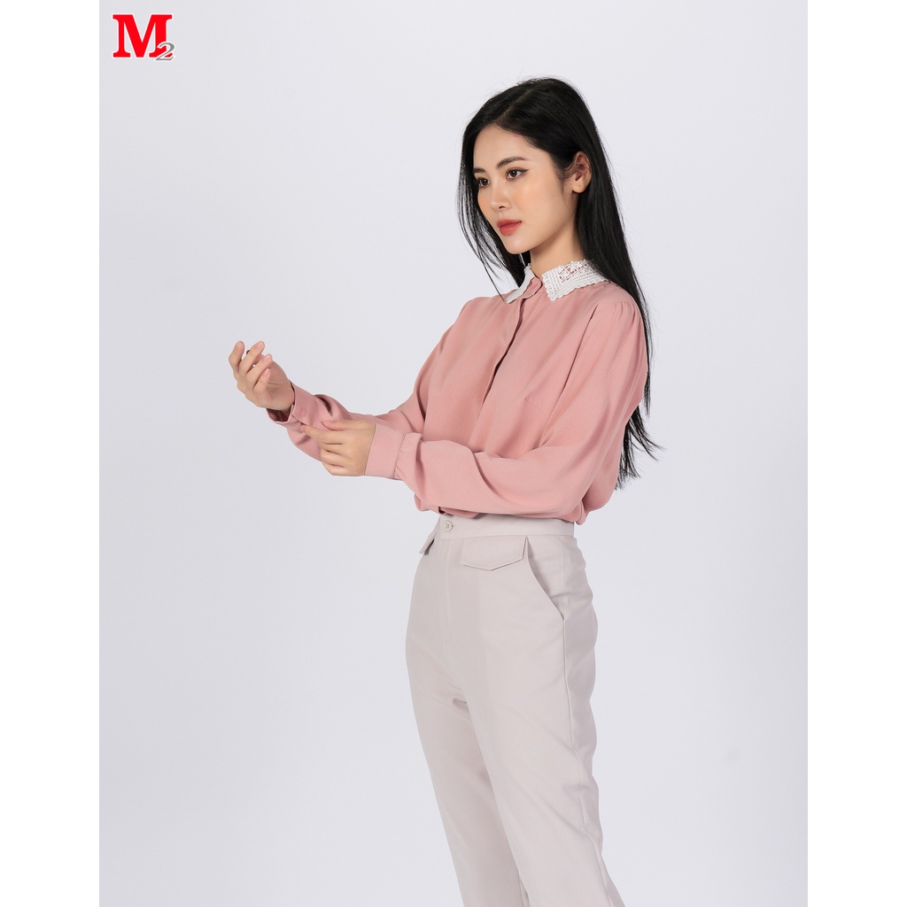 Áo sơ mi nữ cộc tay cổ ren A1103 Thời trang M2