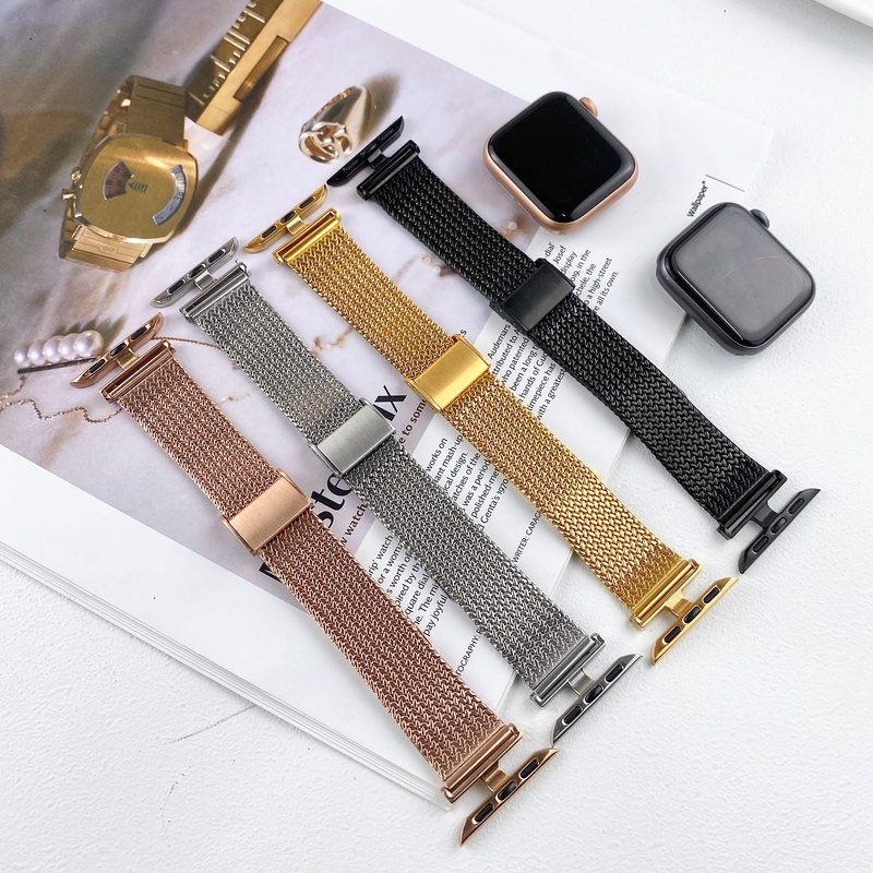 Vòng Đeo Tay Bằng Thép Không Gỉ Mỏng Dành Cho apple watch 7 6 5 4 se 40mm 44 45mm iwatch series 3 38 41 42mm