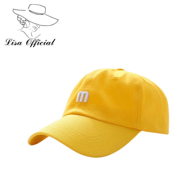 Mũ Lưỡi Trai 💖 Lisa Official 💖 Nón Kết Nhung Thêu Chữ M Phong Cách Ulzzang Form Unisex Nam Nữ - SV-27