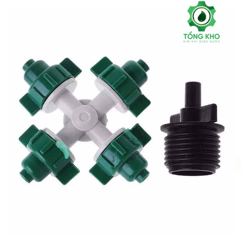 Béc phun sương màu xanh 4 hướng chân ren 21mm - Tổng kho kim khí điện nước
