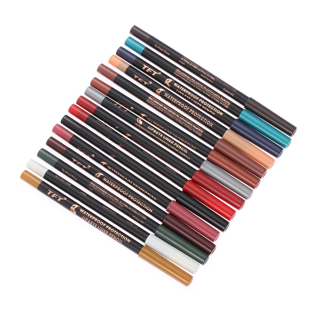 Set 2 Bút Kẻ Viền Môi/Kẻ Mắt Nhiều Màu Sắc Lâu Trôi Không Thấm Nước