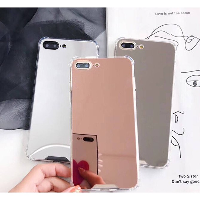 Ốp lưng tráng gương iPhone 6 6s 6 Plus 6s Plus 7 7 Plus 8 8Plus X dẻo silicon chống sốc case điện thoại màu hồng xám bạc