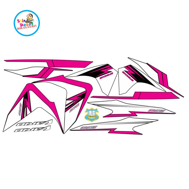 Tem xe vario 150 Candy hồng đen