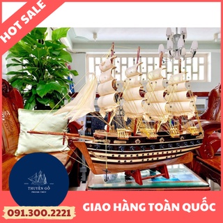 [FREE SHIP] Mô Hình Thuyền Gỗ Còng JYLLAND Trang Trí Tàu Chiến Cổ JYLLAND Của Đan Mạch - Dài 78cm -Thân thuyền 60cm