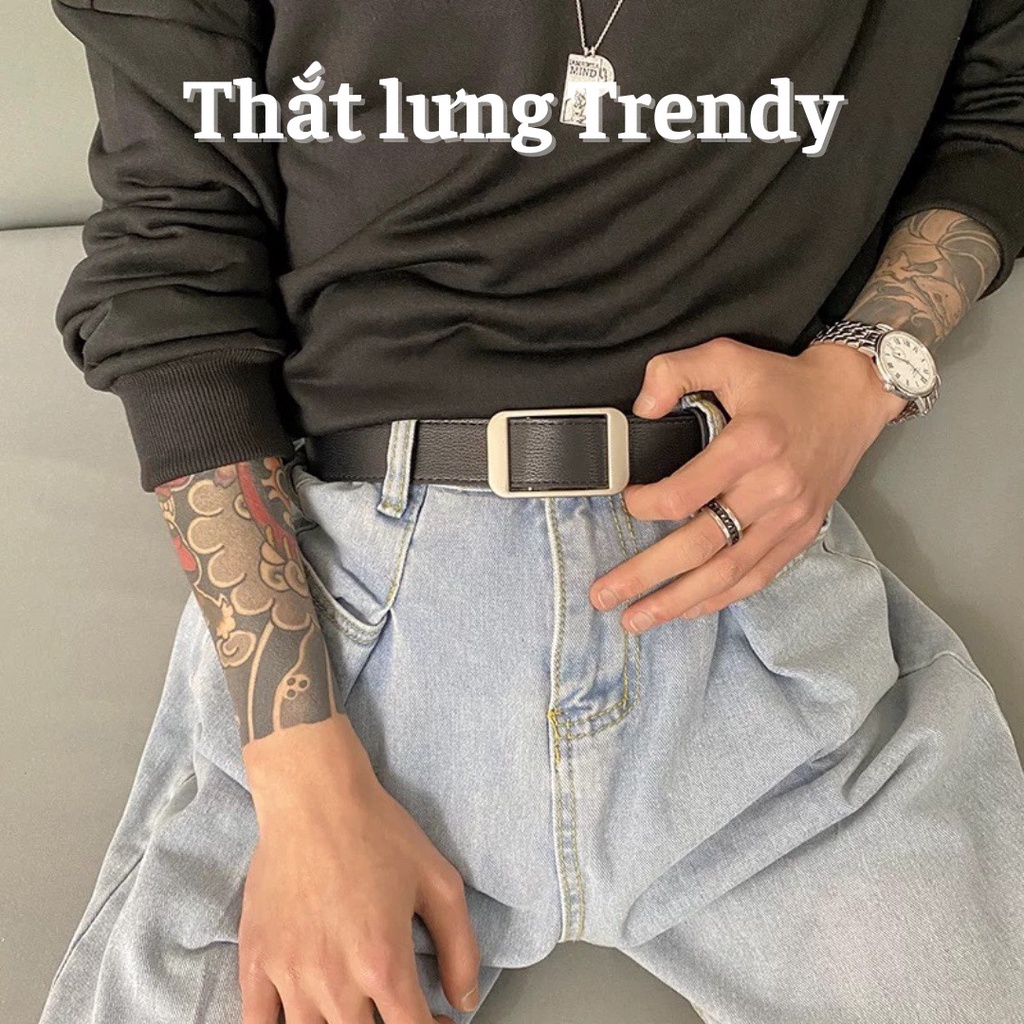 Thắt Lưng Nam Vuông Chữ Nhật ko lỗ bản to TLN016 - Dây nịt Nam nữ Unisex không ko lỗ tiện lợi Thắt Lưng trendy
