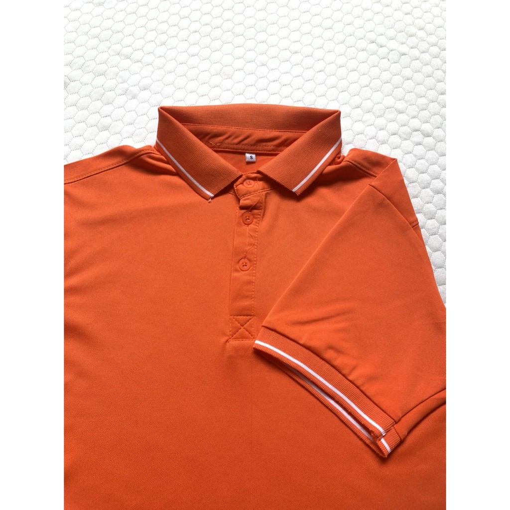 ÁO THUN CÁ SẤU POLY CÓ CỔ MÀU CAM