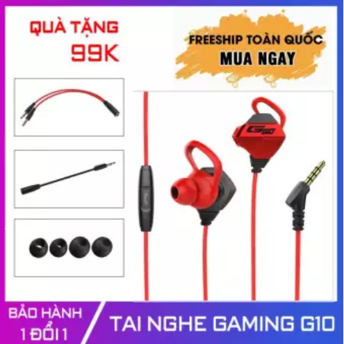 Tai Nghe Chơi Game Có Mic G10 Gaming Tặng Kèm Mic Tháo Rời Hỗ Trợ Điện Thoại, Máy Tính Chơi Game Pubg, Lol Tai Phone