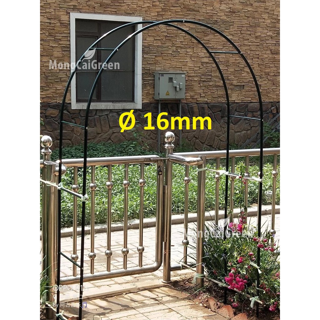 Cổng vòm màu xanh cho hoa hồng leo - cao 2m4 rộng 1m4 - ống sắt 16mm