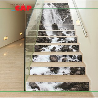 Tranh 3D Dán Cầu Thang Hình Thác Nước FS043