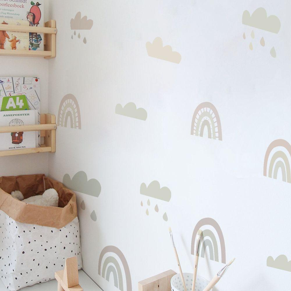 Sticker Dán Tường Tự Dính Họa Tiết Cầu Vồng Dễ Thương Bắt Mắt