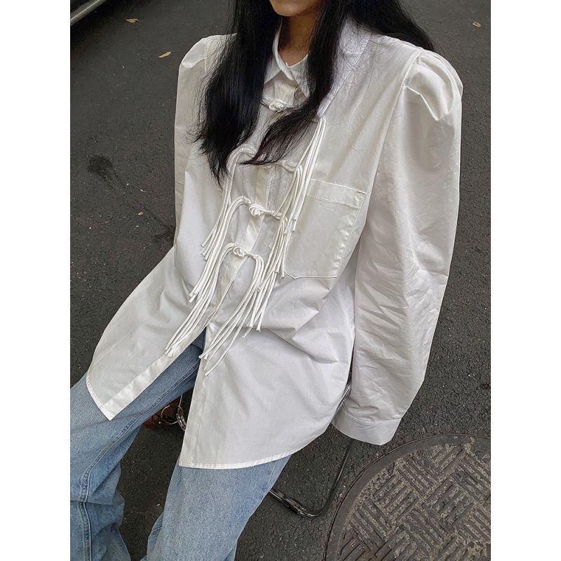 Áo Sơ Mi Tay Dài Cài Nút Phong Cách Hàn Quốc Mới Dễ Phối Đồ Thời Trang Cho Nữ
