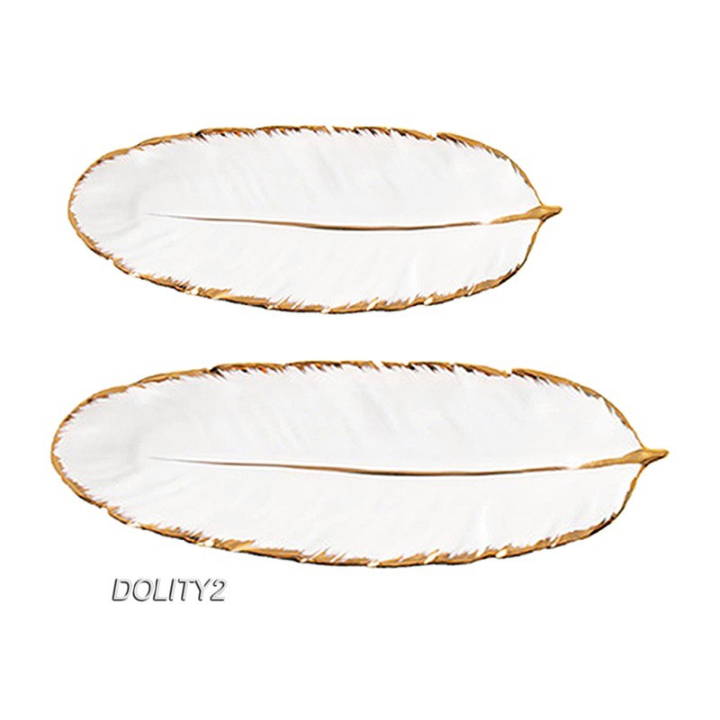 Set 2 Đĩa Sứ Đựng Trái Cây Hình Lông Vũ Độc Đáo