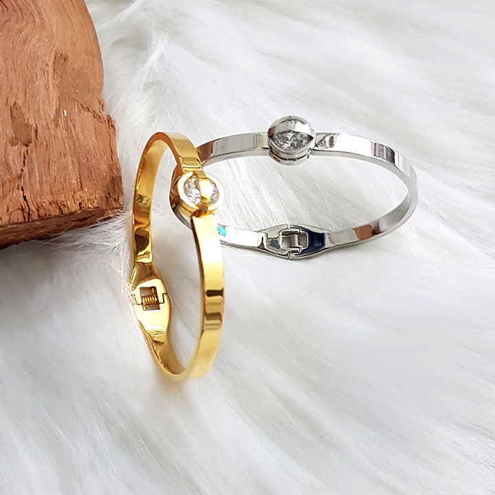 Vòng tay trơn cẩn 1 viên đá, vòng tay nữ VZ1754