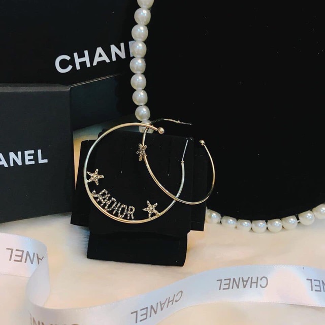 SALE SALE HÀNG QUẢNG CHÂU Khuyên tai D.I.O.R tròn khắc chữ cao cấp