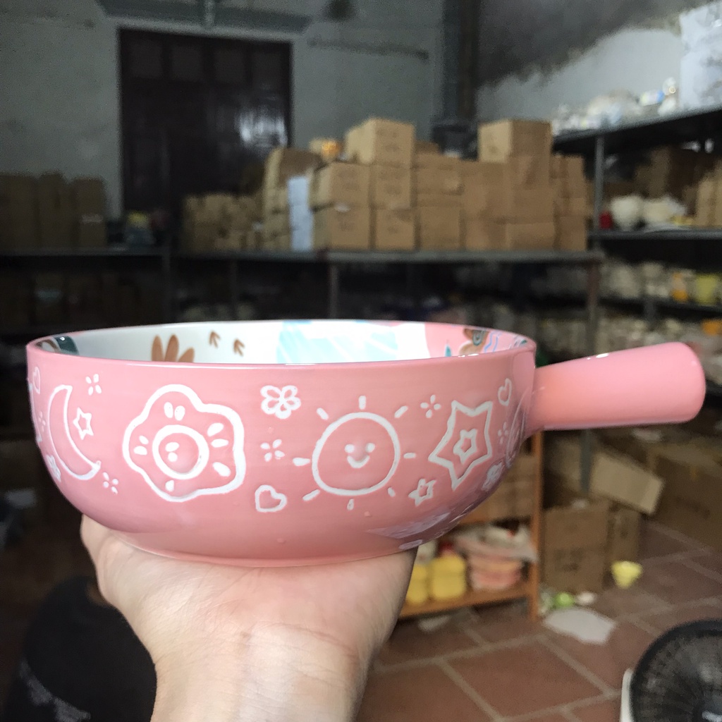 Bộ Chén Sứ Bát Ăn Cơm Bộ Bát Đĩa Decor Chén Dĩa Sứ Hươu Hồng Dễ Thương Cute Cao Cấp S98