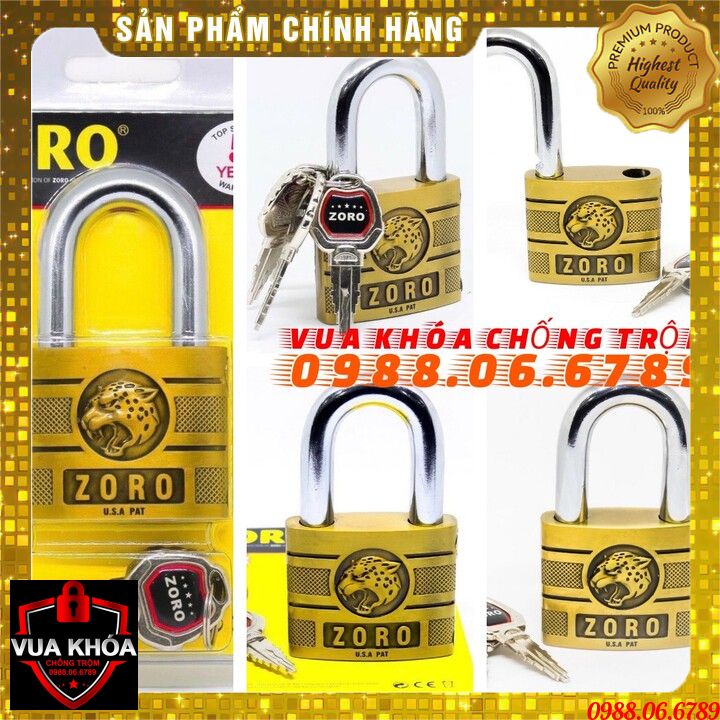 Ổ khóa cao cấp ZORO 6 phân,đầu báo,chìa kiếm ⚡FREE SHIP⚡ổ khóa bấm không cần chìa.Công nghệ Mỹ: chống cưa-chống rỉ sét