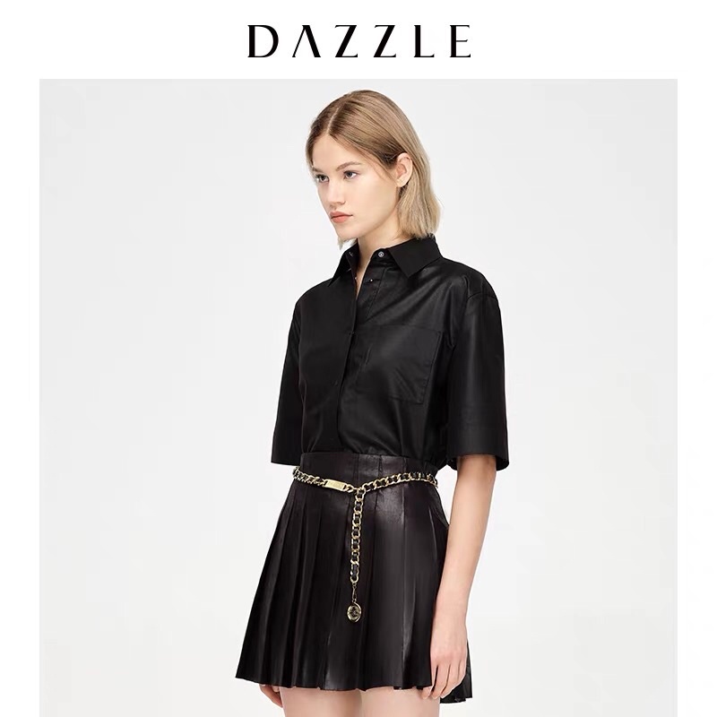 Chân váy da lộn đen Dazzle
