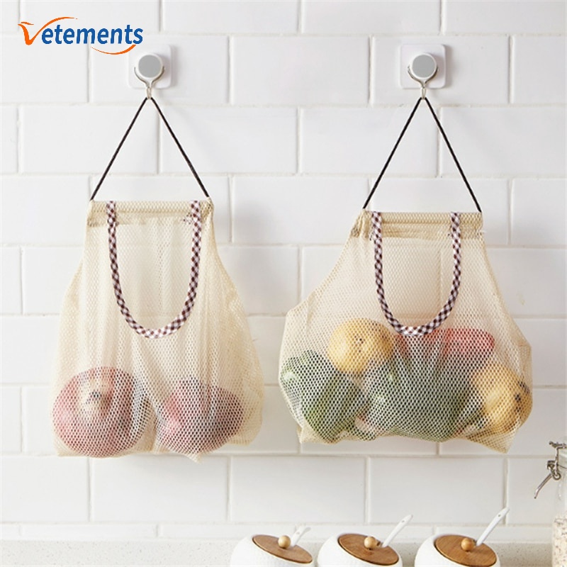 Túi Lưới Đựng Hành Tỏi Rau Củ Dạng Gập Thoáng Khí Có Thể Tái Sử Dụng