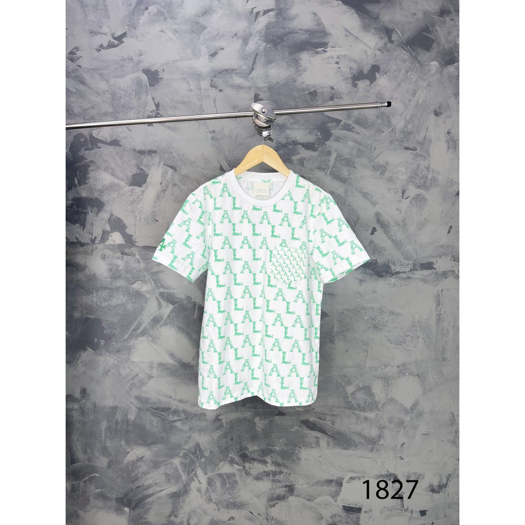 (HÀNG XUẤT XỊN) Áo xanh nhạt 1827 Monogram L//A logo Ovefit Mix Pocket Tee Made in V/N full tag code  Size XS S M L