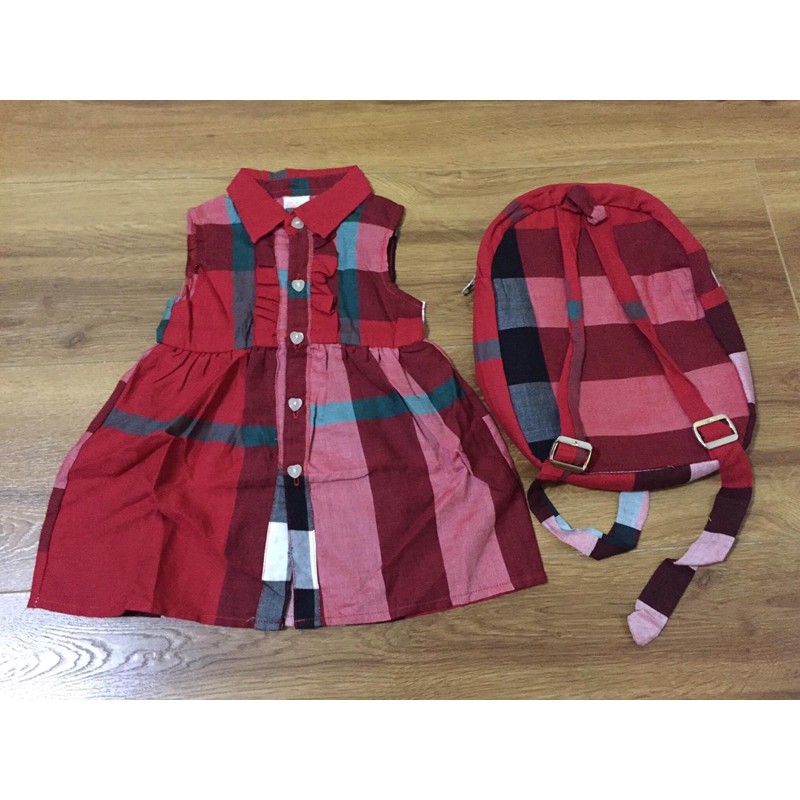 Set Đầm Kèm Ba lô Bé Gái