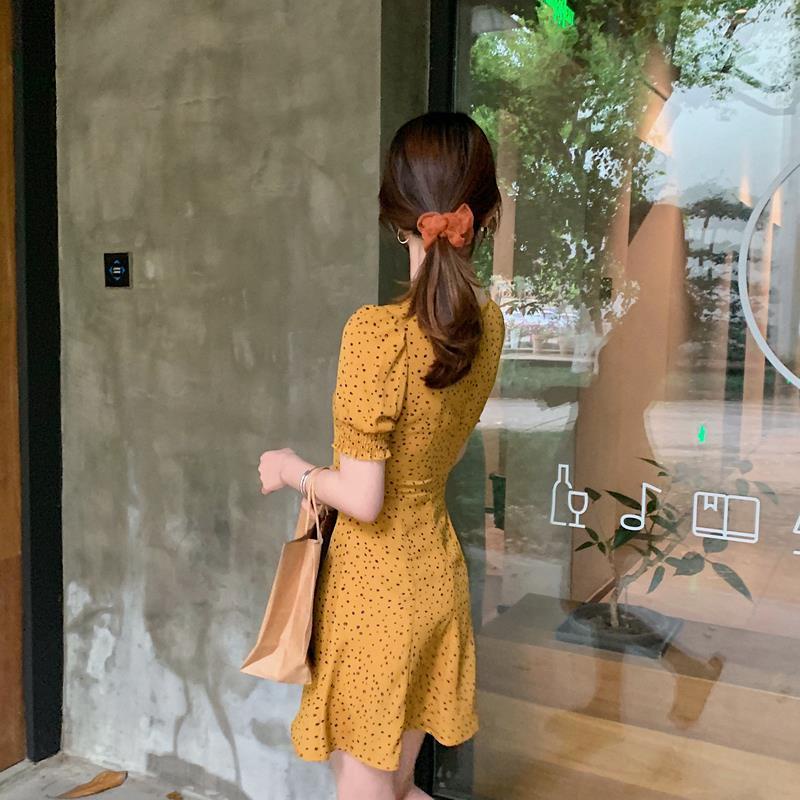 Đầm Hoa Cổ Vuông Tay Phồng Thời Trang Mùa Hè Kiểu Pháp Cổ Điển Mới Cho Nữ