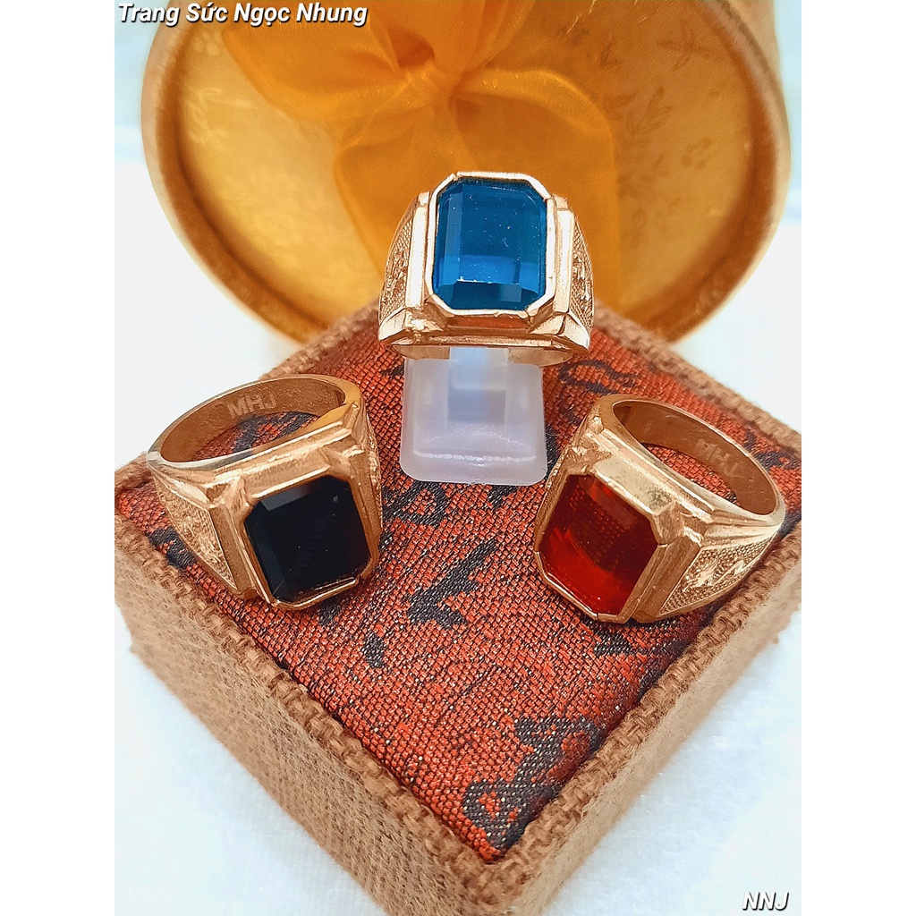 Nhẫn nam đồng đỏ đá màu-M65215