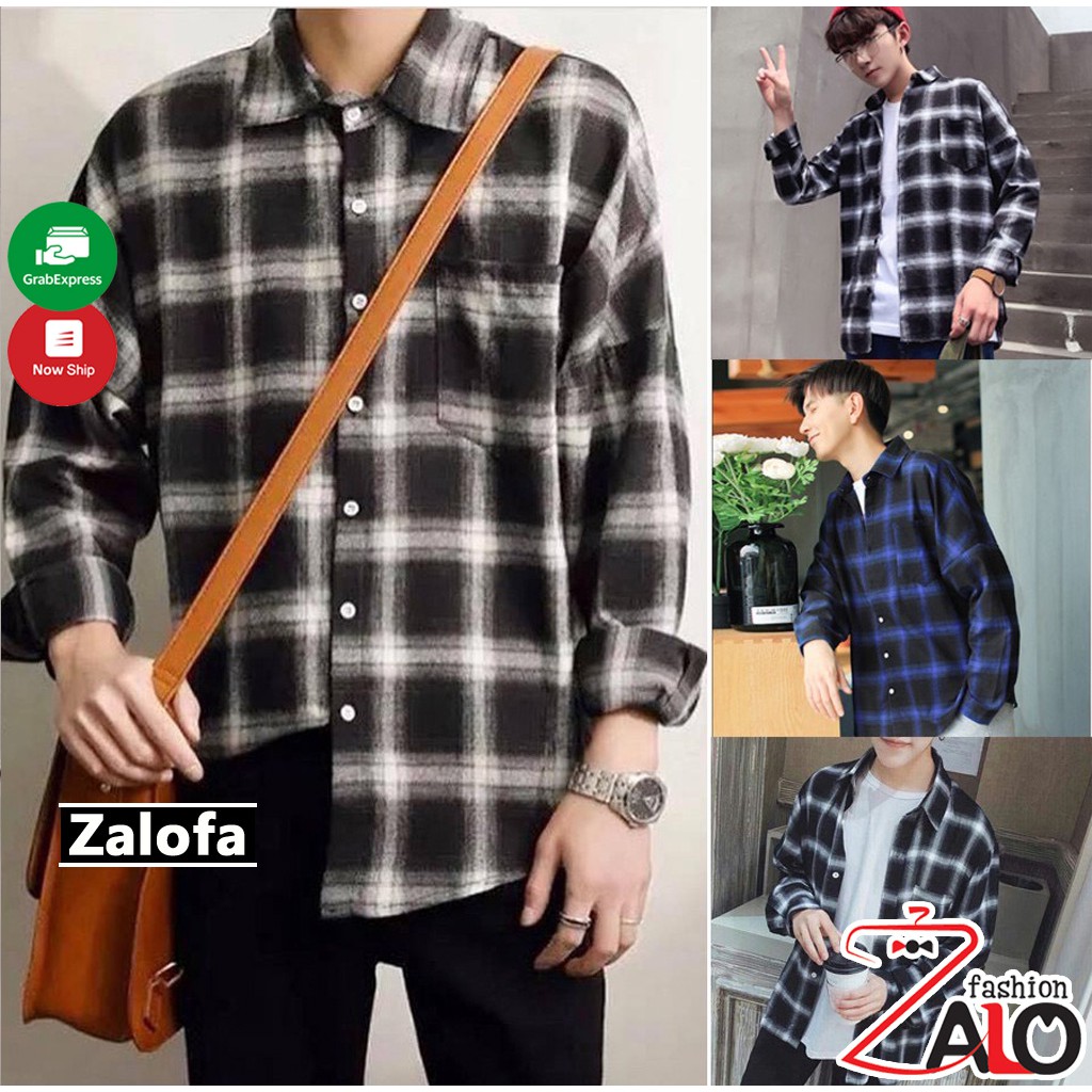 Áo Khoác Sơ Mi Flannel Sơ Mi Caro Nam Nữ Form Rộng Cá Tính Unisex