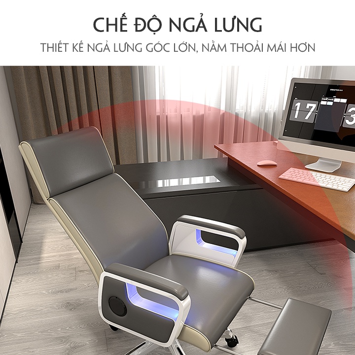 Ghế giám đốc có led loa nghe nhạc gác chân ngả lưng - Ghế xoay văn phòng cao cấp ngồi làm việc