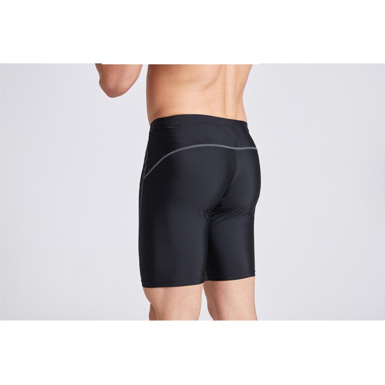 Quần bơi nam lửng form dài trên gối màu đen đơn giản, đồ bơi nam boxer QBL022 | BigBuy360 - bigbuy360.vn