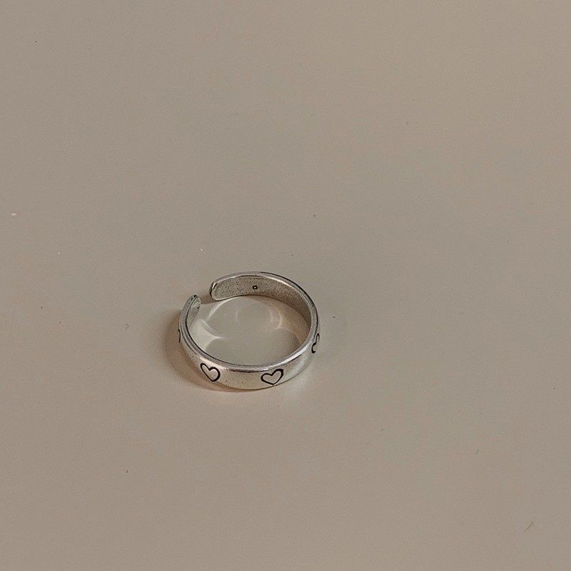 Nhẫn Hình Trái Tim Đơn Giản Phong Cách Hip Hop Hàn Quốc Có Thể Điều Chỉnh