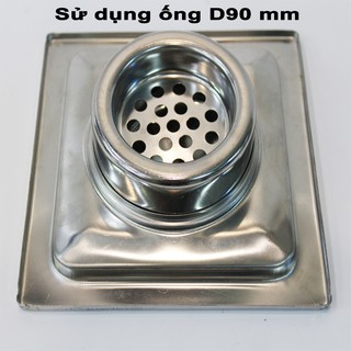 Phễu thoát sàn inox 304 chống hôi Ikenta IKT-15HDND90 - KT 15x15cm Phi 60 hoặc 90 hình sọc lưới