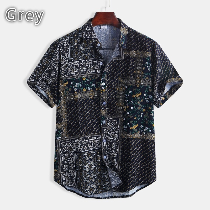 Men's Printed Short Sleeve Men's Floral Shirt85 | BigBuy360 - bigbuy360.vn