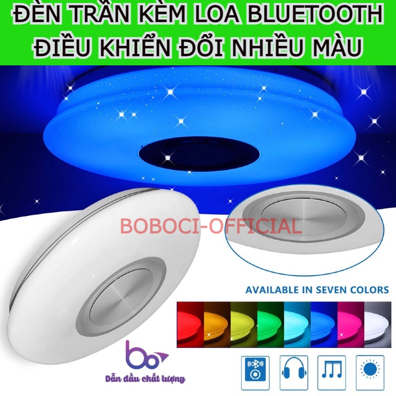 Đèn trần LED 36W thông minh nhiều màu sắc kết hợp loa nghe nhạc điều khiển đổi màu tiện lợi.