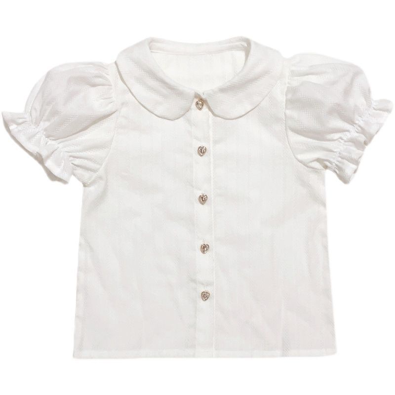 Bộ áo sơ mi thắt nơ + chân váy yếm thời trang mùa hè cho bé gái