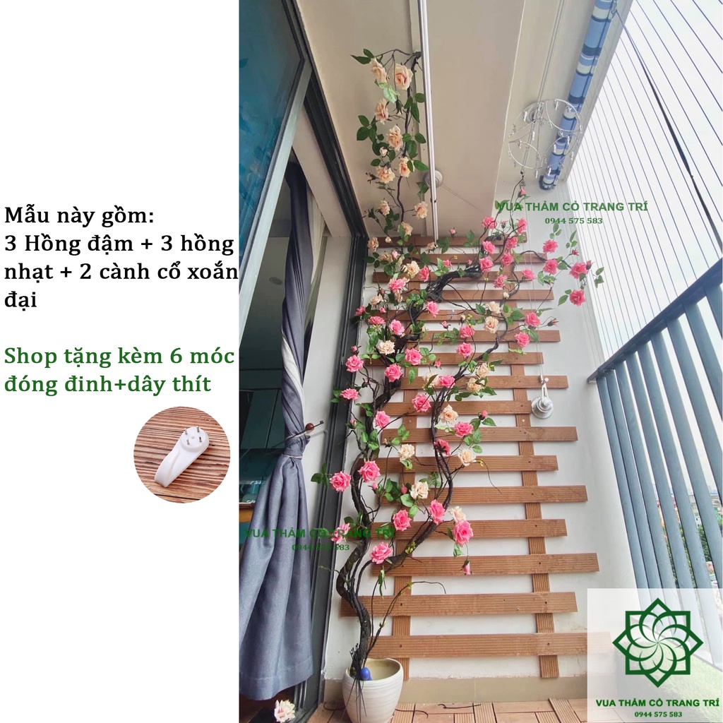 Hồng dây leo nhựa trang trí ban công